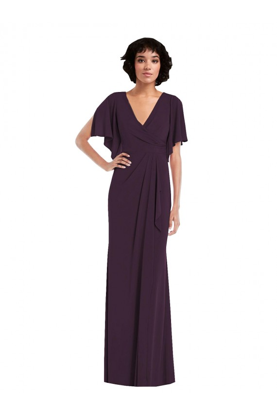 Purchase Long Split Sleeves V-Neck Sheath Spandex Maxi Evening Dress Canada