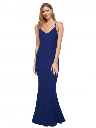 Purchase Long Sleeveless V-Neck Sheath Stretch Crepe Evening Dress Canada