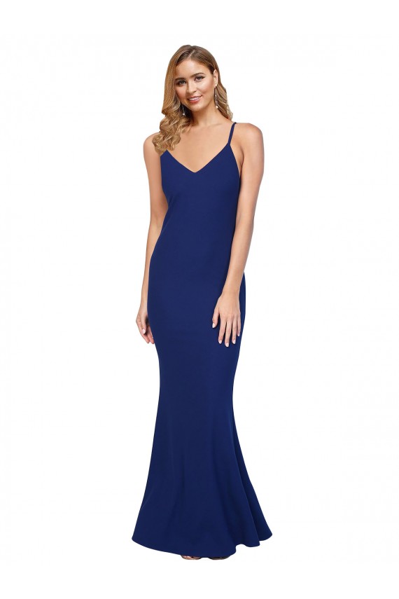 Purchase Long Sleeveless V-Neck Sheath Stretch Crepe Evening Dress Canada