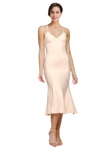 Purchase Midi Length Sleeveless V-Neck Sheath Stretch Crepe Evening Dress Canada