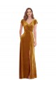 Purchase Long Cap Sleeves V-Neck Sheath Stretch Velvet Maxi Evening Dress Canada