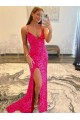 Purchase Sweep Train Long Sleeveless V-Neck Sheath Velvet Sequin Evening Dress Canada