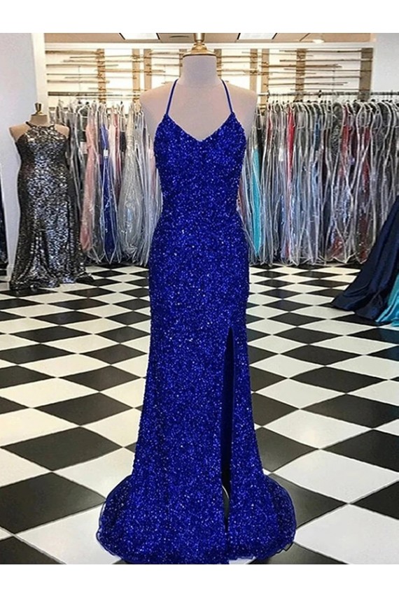 Purchase Sweep Train Sleeveless V-Neck Sheath Velvet Sequin Evening Dress Canada