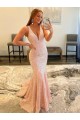 Purchase Sweep Train Sleeveless V-Neck Velvet Sequin Evening Dress Canada