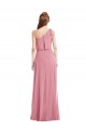 Purchase Long Sleeveless One Shoulder A-Line Soft Chiffon Skin Pink Maxi Evening Dress Canada