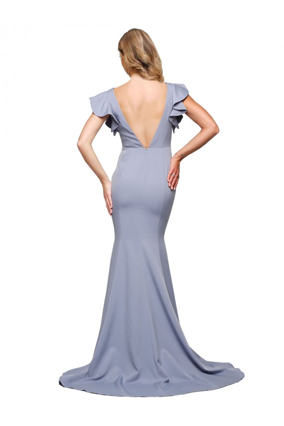 Purchase Sweep Train Sleeveless Round Neck Mermaid Stretch Crepe Evening Dress Canada