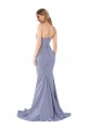 Purchase Long Sleeveless Sweetheart Mermaid Stretch Crepe Smoke Blue Evening Dress Canada