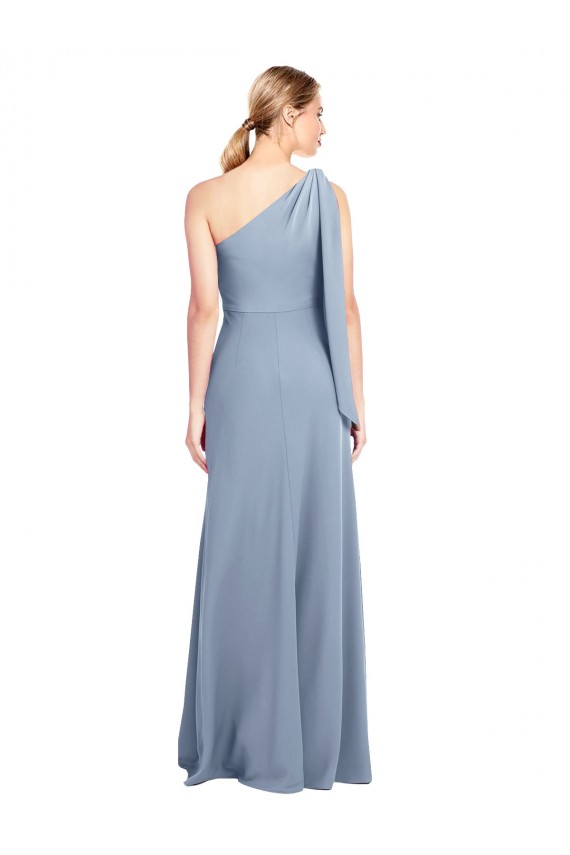 Purchase Long Flutter Sleeves One Shoulder Sheath Stretch Crepe Evening Dress Canada