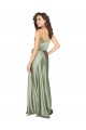 Purchase Long Sleeveless V-Neck A-Line Silky Satin Smoke Green Evening Dress Canada