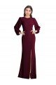 Purchase Long Puff Sleeve Bateau Neck Trumpet Stretch Crepe Evening Dress Canada
