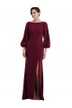 Purchase Long Long Sleeves Bateau Neck Trumpet Crepe Evening Dress Canada