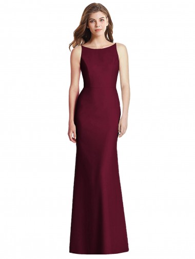 Purchase Long Sleeveless Bateau Neck Trumpet Stretch Crepe Semi Formal Evening Dress Canada