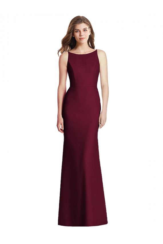 Purchase Long Sleeveless Bateau Neck Trumpet Stretch Crepe Semi Formal Evening Dress Canada