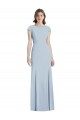 Purchase Long Cap Sleeves Bateau Neck Trumpet Stretch Crepe Light Sky Blue Semi Formal Evening Dress Canada