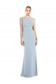 Purchase Long Sleeveless Bateau Neck Trumpet Stretch Crepe Light Sky Blue Semi Formal Evening Dress Canada
