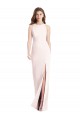 Purchase Long Sleeveless Bateau Neck Trumpet Stretch Crepe Pink Semi Formal Evening Dress Canada