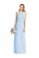 Purchase Long Sleeveless Halter Neck Trumpet Light Sky Blue Soft Chiffon Maxi Evening Dress Canada