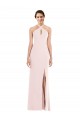 Purchase Long Sleeveless Halter Neck Trumpet Stretch Crepe Low Back Evening Dress Canada