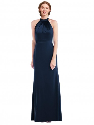 Purchase Long Sleeveless High Neck Trumpet Stretch Crepe Semi Formal Evening Dress Canada