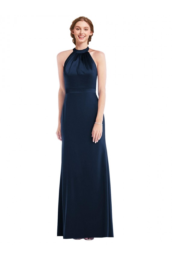 Purchase Long Sleeveless High Neck Trumpet Stretch Crepe Semi Formal Evening Dress Canada