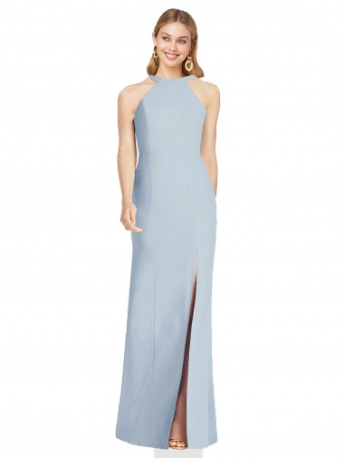 Purchase Long Sleeveless Halter Neck Trumpet Stretch Crepe Sexy Evening Dress Canada