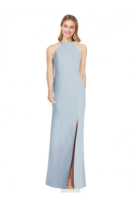 Purchase Long Sleeveless Halter Neck Trumpet Stretch Crepe Sexy Evening Dress Canada