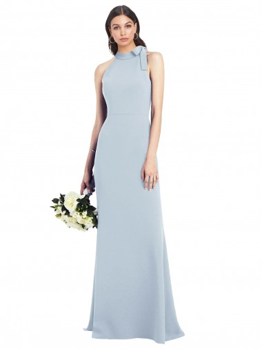 Purchase Long Sleeveless Bow Neck Trumpet Stretch Crepe Semi Formal Evening Dresses Canada