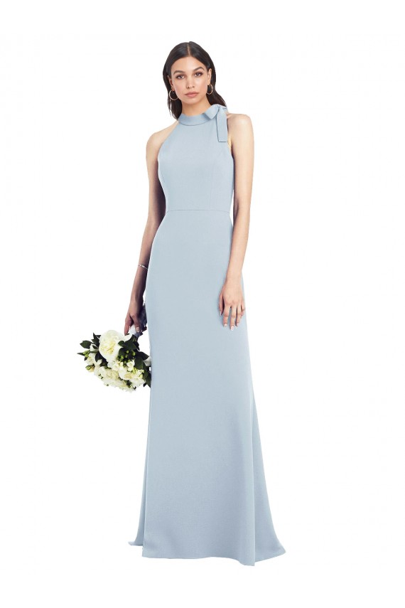 Purchase Long Sleeveless Bow Neck Trumpet Stretch Crepe Semi Formal Evening Dresses Canada