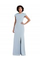 Purchase Long Cap Sleeves Jewel Neck Trumpet Stretch Crepe Semi Formal Evening Dress Canada