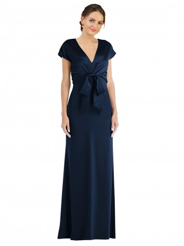Purchase Long Cap Sleeves Off the Shoulder Trumpet Stretch Crepe Evening Dress Canada