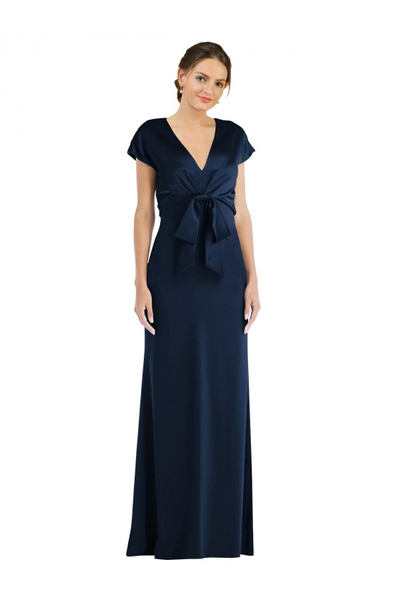 Purchase Long Cap Sleeves Off the Shoulder Trumpet Stretch Crepe Evening Dress Canada
