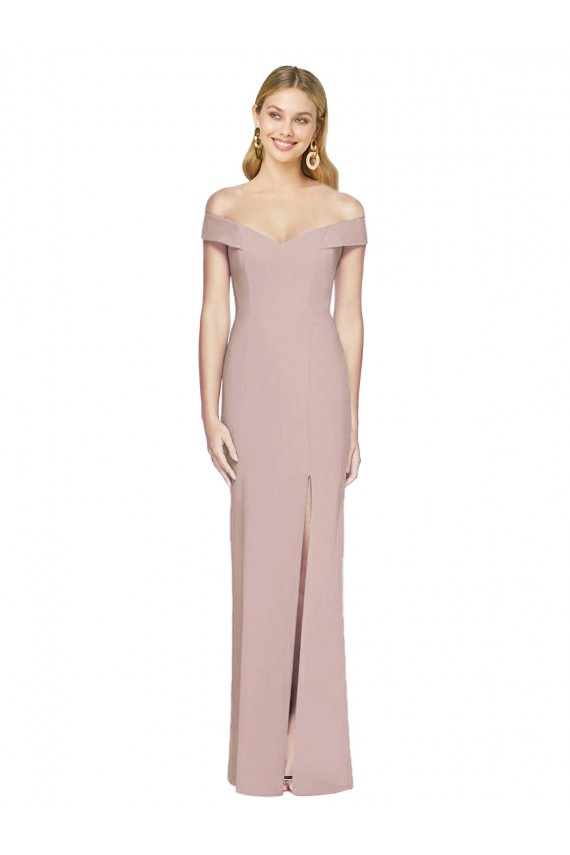 Purchase Long Sleeveless Off the Shoulder Trumpet Stretch Crepe Open Back Semi Formal Evening Dress Canada