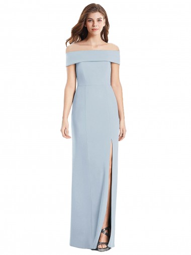 Purchase Long Sleeveless Off the Shoulder Trumpet Stretch Crepe Semi Formal Evening Gown Canada