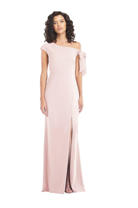 Purchase Long Cap Sleeves Off the Shoulder Trumpet Stretch Crepe Maxi Evening Dress Canada