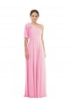 Purchase Long Sleeveless One Shoulder Trumpet Soft Chiffon Barely Pink Maxi Evening Dress Canada