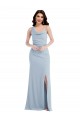 Purchase Long Sleeveless One Shoulder Trumpet Stretch Crepe Light Sky Blue Maxi Evening Dress Canada
