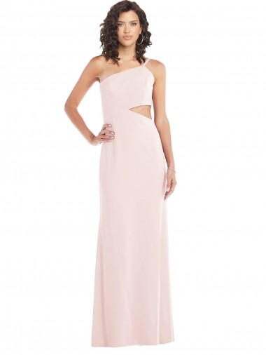 Purchase Long Sleeveless One Shoulder Trumpet Stretch Crepe Pink Maxi Evening Dress Canada