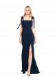 Purchase Long Sleeveless Spaghetti Straps Trumpet Stretch Crepe Low Back Semi Formal Evening Dress Canada