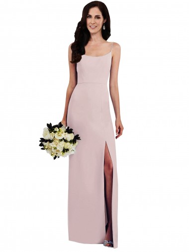 Purchase Long Sleeveless Spaghetti Straps Trumpet Stretch Crepe Evening Dress Canada