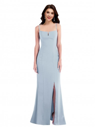 Purchase Long Sleeveless Spaghetti Straps Trumpet Stretch Crepe Maxi Evening Dresses Canada