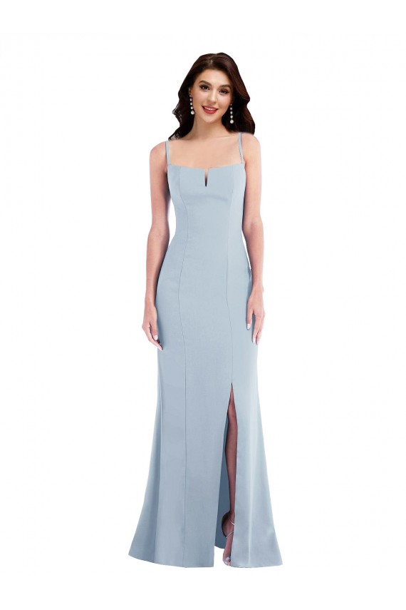 Purchase Long Sleeveless Spaghetti Straps Trumpet Stretch Crepe Maxi Evening Dresses Canada