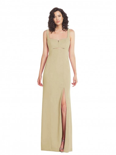 Purchase Long Sleeveless Square Neck Trumpet Stretch Crepe Evening Dress Canada