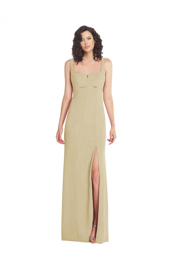 Purchase Long Sleeveless Square Neck Trumpet Stretch Crepe Evening Dress Canada