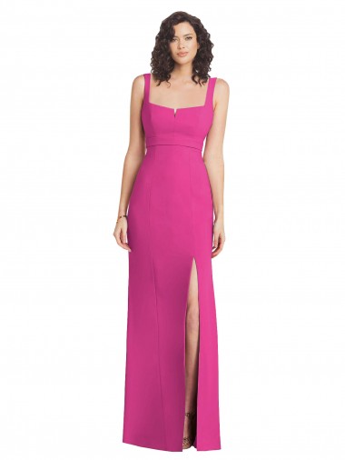 Purchase Long Sleeveless Square Neck Trumpet Stretch Crepe Maxi Evening Dress Canada
