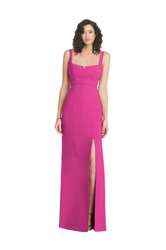 Purchase Long Sleeveless Square Neck Trumpet Stretch Crepe Maxi Evening Dress Canada