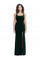 Purchase Long Sleeveless Square Neck Trumpet Stretch Velvet Maxi Evening Dress Canada