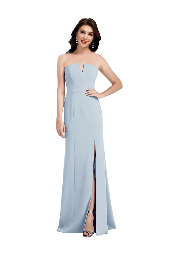Purchase Long Sleeveless V-Neck Trumpet Stretch Crepe Semi Formal Evening Dress Canada