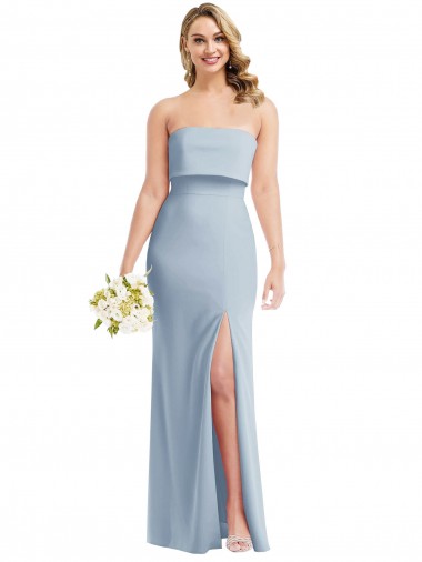 Purchase Long Sleeveless Strapless Trumpet Stretch Crepe Evening Dress Canada