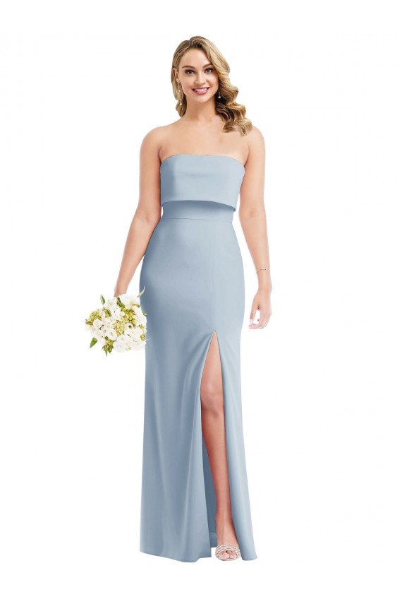 Purchase Long Sleeveless Strapless Trumpet Stretch Crepe Evening Dress Canada