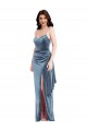 Purchase Long Sleeveless Spaghetti Straps Trumpet Stretch Velvet Evening Maxi Dress Canada